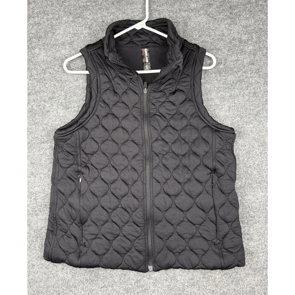 Kirkland Signature Womens M Black Quilted Full Zip Vest Stretch Pockets